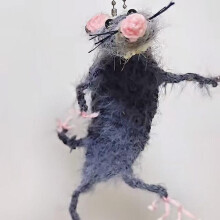 (A) Mouse Dry Knitting Ugly Cute Mouse Dry Pendant Knitted Material Bag Wool Dry Hand Crocheted Mouse