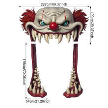(Red) Halloween Scary Clown Hanging Flag Theme Cut Scene Decoration Props Halloween Unique Home Garden Decoration