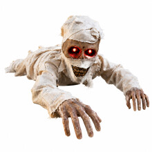 (gray) Animatronic Crawling Mummy Halloween Prop Sound Control Glowing Eyes Moving Horror Toy Suitable For Haunted House Decoration