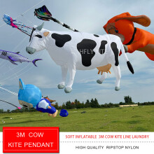 (A) 3m Cow Soft Kite Pendant Large Inflatable Kite String Adult Laundry