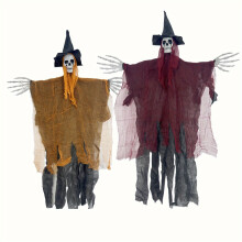 (2) 2er-Pack Halloween-Skelettdekorationen zum Aufhängen für den Außenbereich – 115 cm gruseliger Sensenmann mit Hut, Garten und