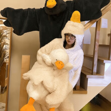 (White) Lustiger und neuartiger Einteiler in Form einer Gans, verrücktes Feiertags-Halloween-Kostüm, verrückte Pyjamas für Partys und