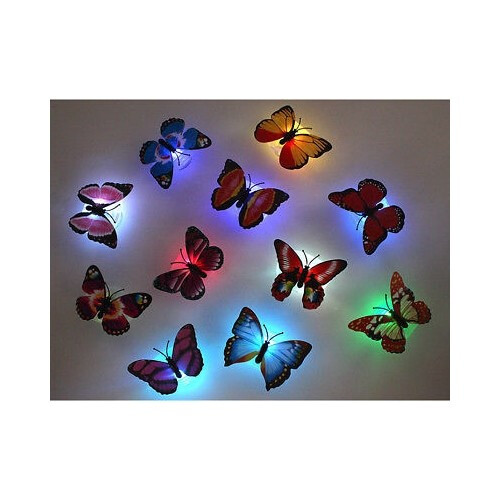5pcs Random Led Night Light Pat Touch Light Emergency Creative Butterfly Paste Lamp On Wall The