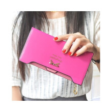 (RoseRed)Fashion Lady Women Leather Clutch Purse Long Zip Card Holder Case Wallet Handbag