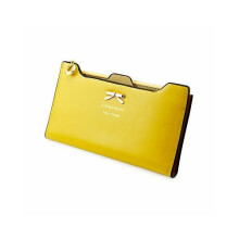 (Yellow)Fashion Lady Women Leather Clutch Purse Long Zip Card Holder Case Wallet Handbag