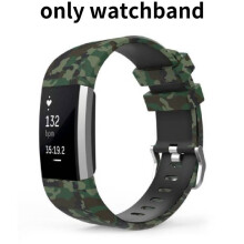 (Green Camo)Ersatz Silikon Kautschuk Uhrenarmband Armband für Fitbit 2 Charge
