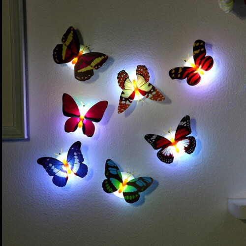 5pcs Random Led Night Light Pat Touch Light Emergency Creative Butterfly Paste Lamp On Wall The 2