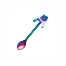 (Color)Stainless Creative Coffee Spoon Stirring Small Personality Hanging Dessert Cat