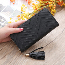 (Black)Women Wallets Vintage Purses Solid Color Fashion Handbag Decoration Simple Gift