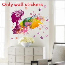 Pegatina de pared con flores para decoración de salón dormitorio niña con diseño elegante