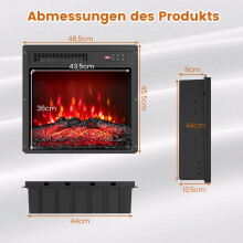 18" Electric Fireplace Insert, 750W/1500W, Remote Control