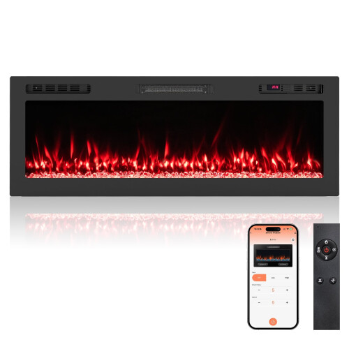 Lareira elétrica de 50 polegadas, 750W/1500W, controle por Wi-Fi. 1