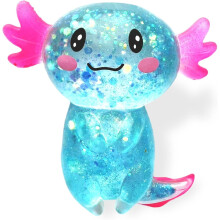 (Blue) Squishy Stress Relief Toy Glitter Fidget Toys Cute Axolotl Toy for Kids Youth Adult, Party Favors Anxiety Relief Squishy Toys