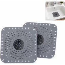 2 Pack Silicone Shower Hair Catcher & Drain Cover with Recessed Basket