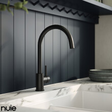 Nuie Lachen Mono Kitchen Sink Mixer Tap Single Lever Handle Brass Black Modern