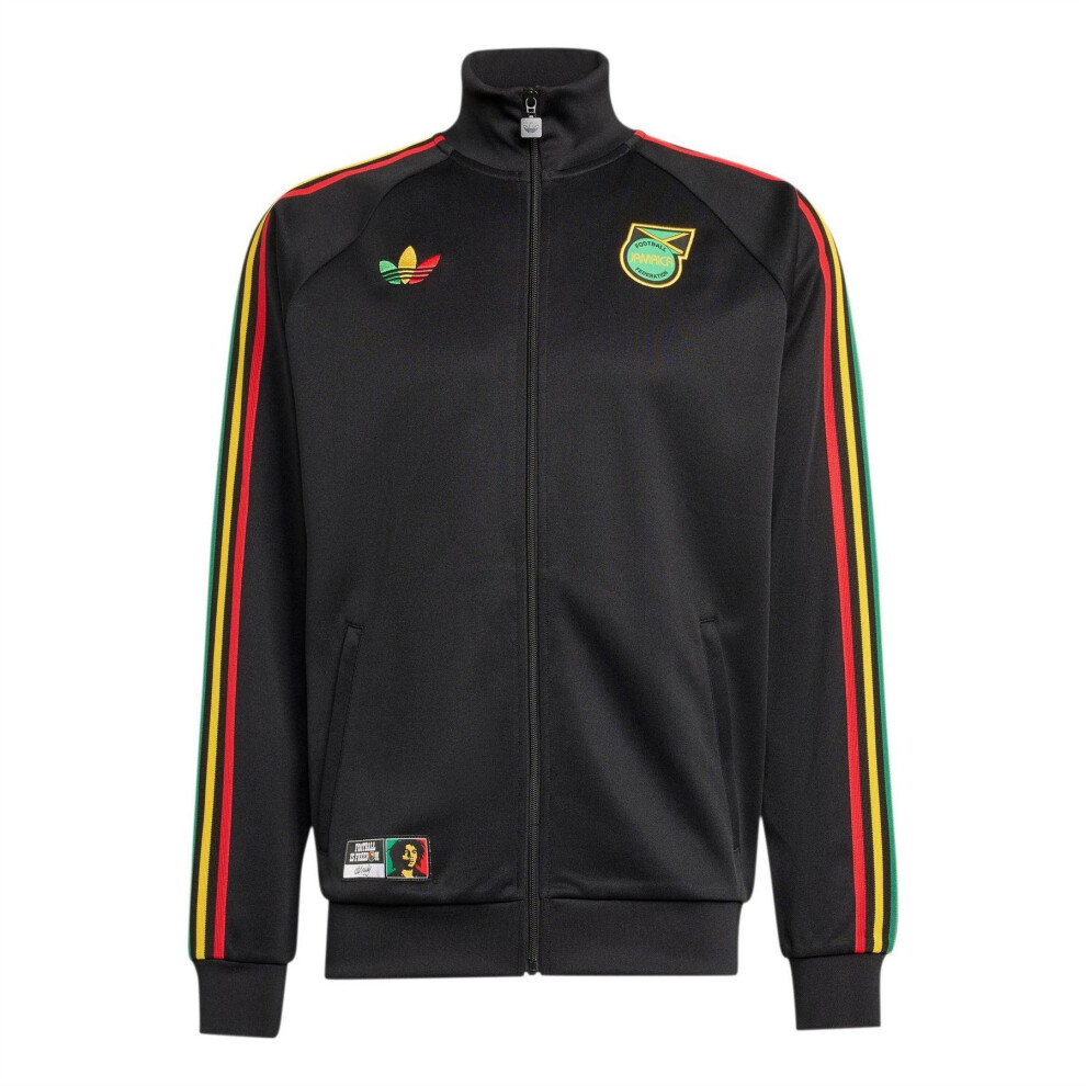 Adidas (L, Black/Yellow) Mens 2026 Jamaica Regular Tracksuit Top
