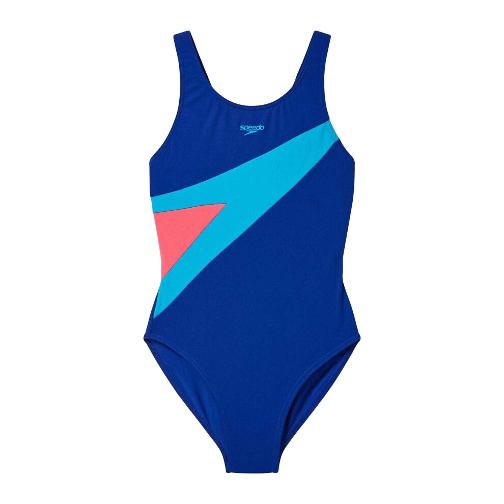 Speedo (11-12 Years, Blue) Girls Hyperboom Butterfly Logo One Piece Swimsuit