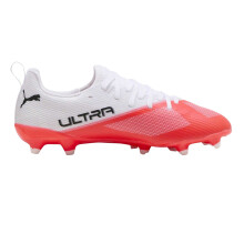 (12 UK Child, White/Red) Puma Childrens/Kids Ultra 7.3 Firm Ground Football Boots
