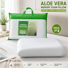(Pack of 2) Aloe Vera Pillows Memory Foam Head Neck Back Body Support Pillow Pack 1 , 2 , 4.
