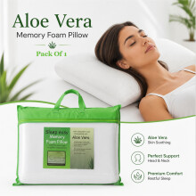 (Pack of 1) Aloe Vera Pillows Memory Foam Head Neck Back Body Support Pillow Pack 1 , 2 , 4.