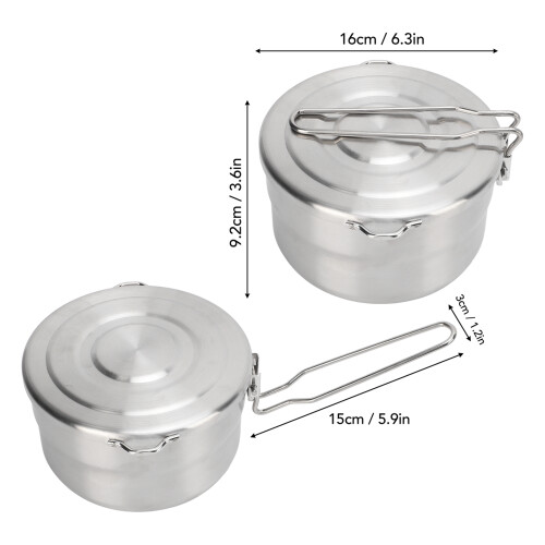 Camping Bento Kochtopf 1,5L 304 Edelstahl Silber