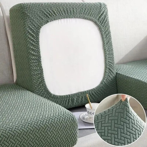 (Grass green, Plus Size (M)-1pc) Thick Jacquard Sofa Seat Cushion Cover Funiture Protector Soft Sofa Protector Couch Covers