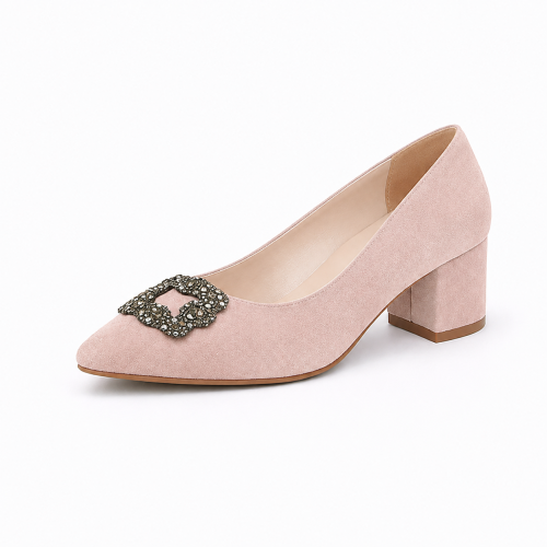 (40, Beige) Low Heels Buckle Shoes 1
