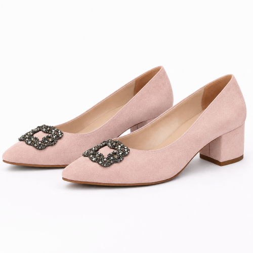 (40, Beige) Low Heels Buckle Shoes 2