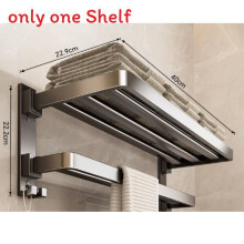 (40cm)Modern Space Aluminum Foldable Towel Rack Hooks Bathroom Storage Organization