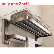 (50cm)Modern Space Aluminum Foldable Towel Rack Hooks Bathroom Organization Storage