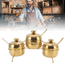Edelstahl Gewürzregal Set 3 Gläser Gold