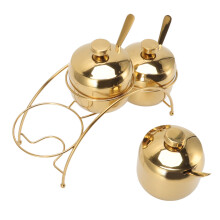 Edelstahl Gewürzregal Set 3 Gläser Gold