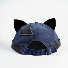 (Navy)Retro Katzenohr Kappe für Damen mit atmungsaktivem Baumwollmaterial Sommer Sonnenschutz Freizeit Style