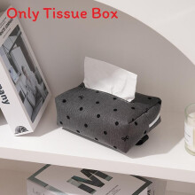 (Gray)Casual Polka Dot Tissue Box With Multifunctional Design For Home And Office Storage