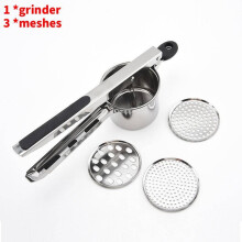 (Black) Durable Steel Potato Crusher With Wire Mesh For Food Efficiency Mashing Kitchen