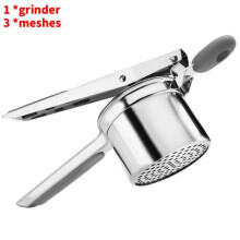 (Gray) Durable Steel Potato Crusher With Wire Mesh For Food Efficiency Mashing Kitchen