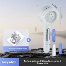 (White Stand)Cabeça de chuveiro de aumento de pressão de piano design redondo moderno com massagem spray de chuva para uso doméstico