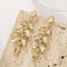 (Gold) Drop Designer Alloy Earrings With Sparkling Accents Women Events Wedding Festive