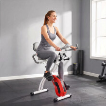SPORTNOW 4-In-1 Folding Exercise Bike with Resistance Bands, Orange