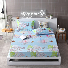(E, 120*200cm) Bedding Fitted Sheet Floral Flower Pillowcase Bed Cover Cover With Elastic