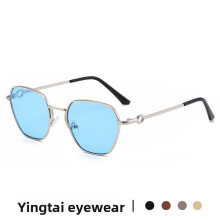 (Silver Blue)Womens Square Sunglasses With Metal Frame For Travel And Fashion Accessories