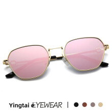 (Gold Pink)Womens Square Sunglasses With Metal Frame For Travel And Fashion Accessories