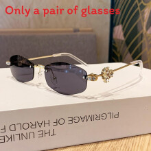 (Gold Black Gray)Summer Womens Blue Light Glasses With Rhinestone Decoration For Office Wear