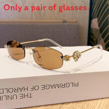 (Gold Light Brown)Summer Womens Blue Light Glasses With Rhinestone Decoration For Office Wear