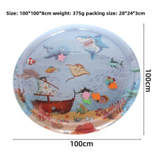 (Round Shark)Pvc Infant Water Mat With Marine Animal Print For Crawling Exploration Sensory
