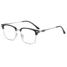 (Silver Black)Retro Square Frame Blue Light Glasses With Antireflective Coating Business For