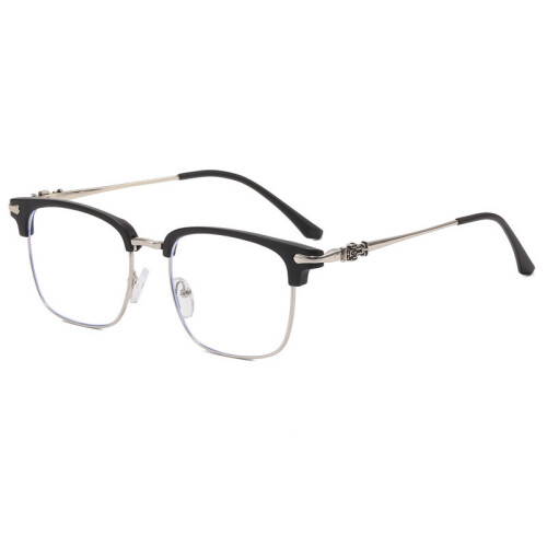 (Silver Black)Retro Square Frame Blue Light Glasses With Antireflective Coating Business For