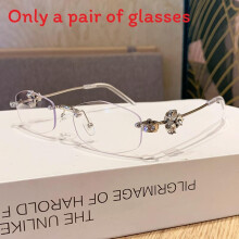 (Silver Blue)Summer Womens Blue Light Glasses With Rhinestone Decoration For Office Wear