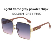 (Gray Pink)Versatile Square Metal Sunglasses With Gradient Lenses For Leisure Statements