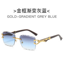 (Blue Gray)Cheetah Logo Metal Frame Sunglasses With Uv400 For Summer Parties Wear Daily